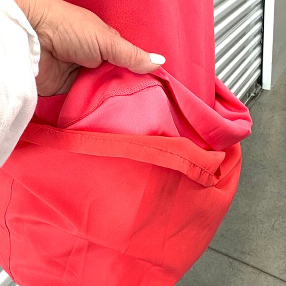 NWT J.Crew Dress, Guava Red Shift, Sleeveless, Split Neck, Women’s Size 10 - Picture 7 of 8